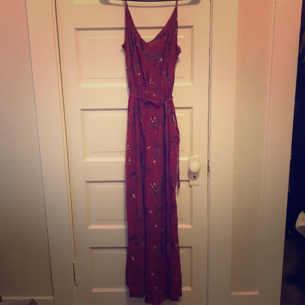 Burnt orange floral jumpsuit